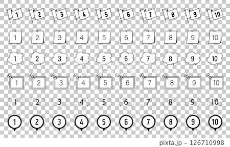 Number icon Order 1 2 3 4 5 6 7 8 9 10 Material Illustration Vector Set 126710998