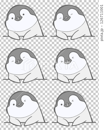 Icon set of emperor penguin chicks showing their upper bodies Icon set of emperor penguin chicks showing their upper bodies 126711001