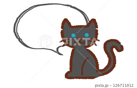 猫の吹き出し素材、手描き風、ベクター、イラスト 126711012