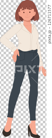 confident female office worker business fashion stylish career woman in standing pose wearing smart outfit in corporate setting. confident female office worker business fashion stylish career woman in standing pose wearing smart outfit in corporate setting. 126711577