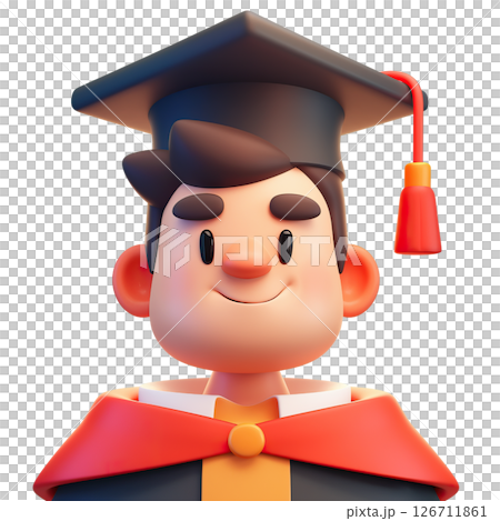3D graduate with cap and gown. AI-generated item 126711861