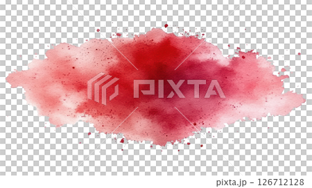 Vibrant red watercolor splash on a white background showcasing artistic texture and blending techniques 126712128