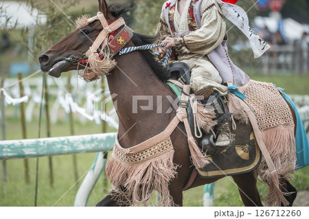 相馬野馬追 飾り付けられた馬 福島県南相馬市 相馬野馬追 飾り付けられた馬 福島県南相馬市 126712260