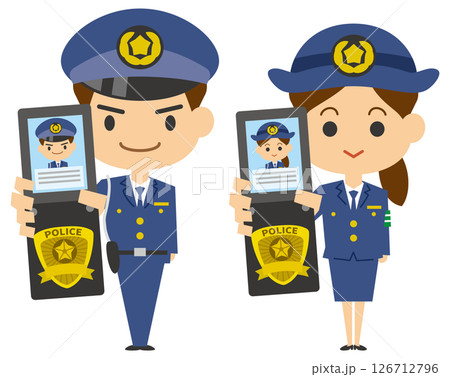 警察手帳を見せる警察官のイメージイラスト（男女セット） 126712796