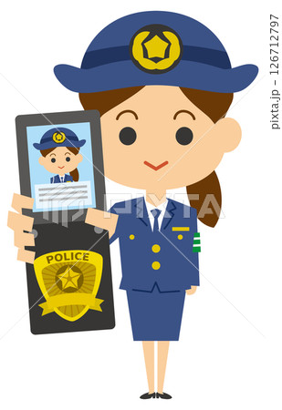 警察手帳を見せる婦人警官のイメージイラスト(男女セット) 警察手帳を見せる婦人警官のイメージイラスト(男女セット) 126712797