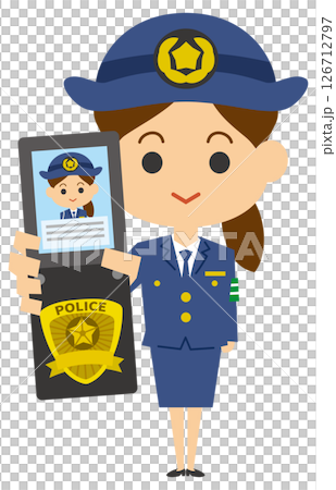 警察手帳を見せる婦人警官のイメージイラスト(男女セット) 警察手帳を見せる婦人警官のイメージイラスト(男女セット) 126712797