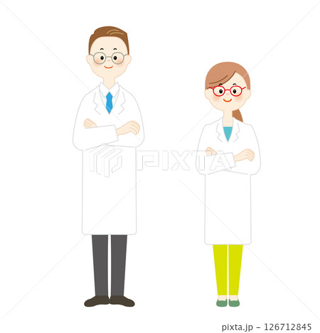 白衣の男女のイラスト　腕組み 126712845
