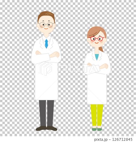 白衣の男女のイラスト　腕組み 126712845