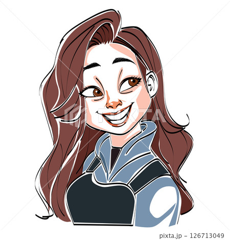 woman laughing art painting sketch style 126713049