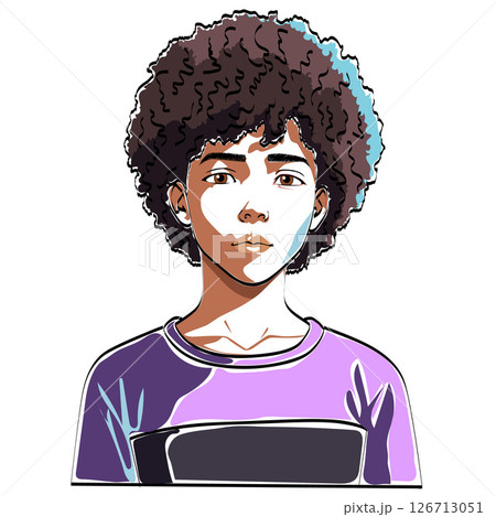 afro hair boy teen art painting sketch style afro hair boy teen art painting sketch style 126713051