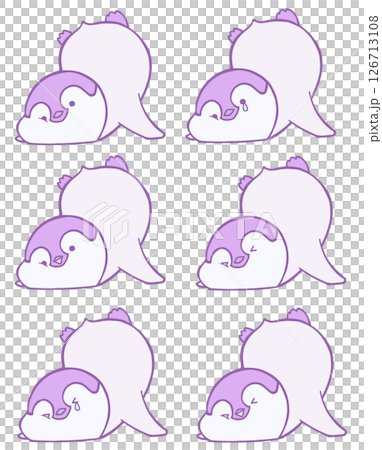 前のめりにこけたコウテイペンギンのヒナのアイコンイラストセット(紫色) 前のめりにこけたコウテイペンギンのヒナのアイコンイラストセット(紫色) 126713108