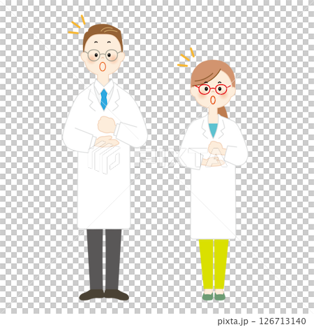 Illustration of men and women in white coats 126713140