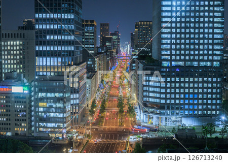 大阪御堂筋の夜景 万博期間限定イルミネーション 大阪御堂筋の夜景 万博期間限定イルミネーション 126713240