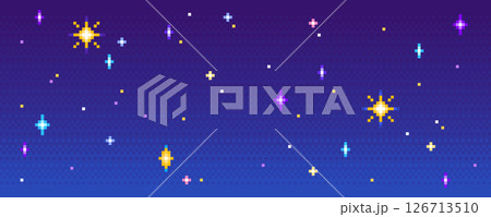 Pixel stars set on night sky background Pixel stars set on night sky background 126713510
