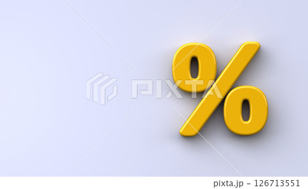 3d Yellow percent symbol on a white background. 126713551