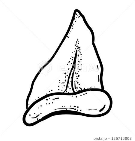 Shark tooth sketch tattoo, megalodon line doodle sharp silhouette. Jaw teeth fossil, textured retro symbol.  Shark tooth sketch tattoo, megalodon line doodle sharp silhouette. Jaw teeth fossil, textured retro symbol.  126713808
