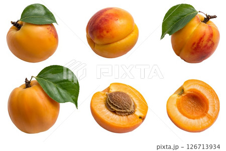 Enhanced Forest Apricot With Green Leaf and Sliced View On Transparent Background 126713934