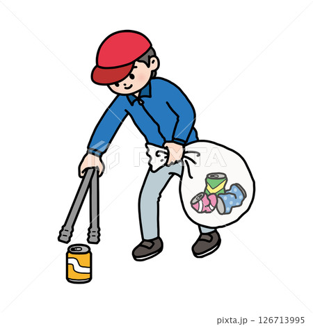 ゴミ拾いをする男性 ゴミ拾いをする男性 126713995