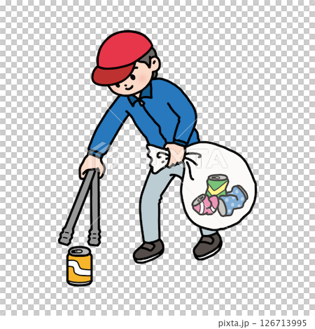 ゴミ拾いをする男性 ゴミ拾いをする男性 126713995