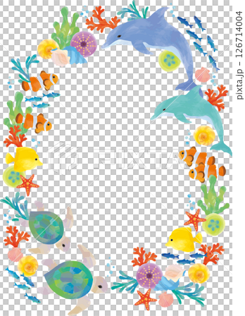 色彩繽紛的海洋生物框架 126714004