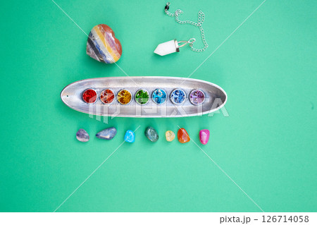 heart made of stone crystal with flower of life pattern 126714058