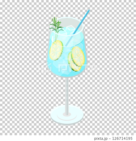 雞尾酒等距插圖 126714195