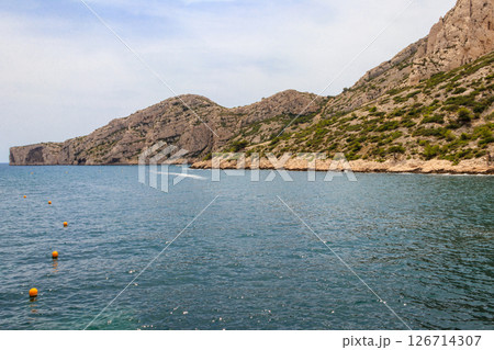 View of Calanque de Morgiou on the Mediterranean shore between Marseille and Cassis in the south of France View of Calanque de Morgiou on the Mediterranean shore between Marseille and Cassis in the south of France 126714307
