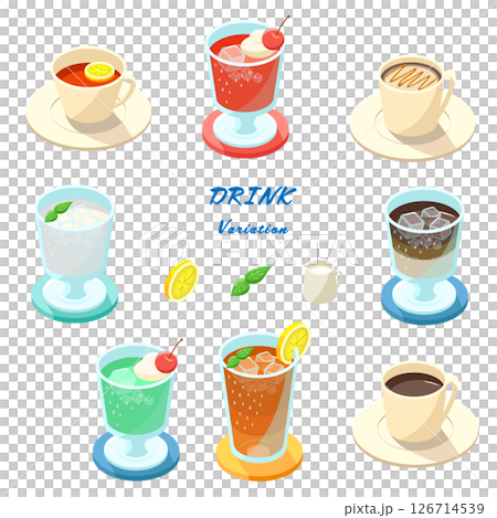 Cafe drink set_isometric illustration Cafe drink set_isometric illustration 126714539