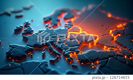 Europe Geopolitical Map with Glowing Borders of Eastern Nations Visualization Europe Geopolitical Map with Glowing Borders of Eastern Nations Visualization 126714655