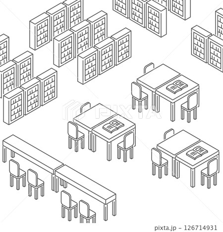 図書室_アイソメトリックのイラスト 126714931