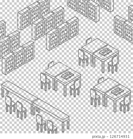 図書室_アイソメトリックのイラスト 126714931
