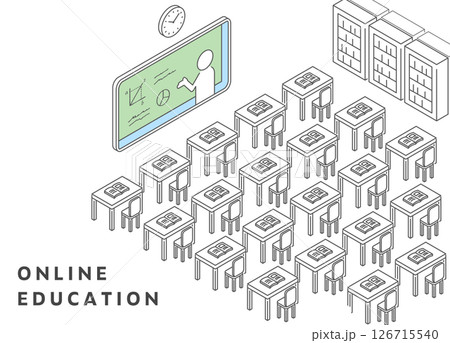 オンライン教育（通信教育）_アイソメトリックのイラスト 126715540
