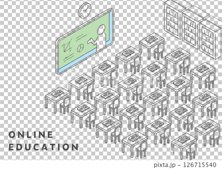オンライン教育（通信教育）_アイソメトリックのイラスト 126715540