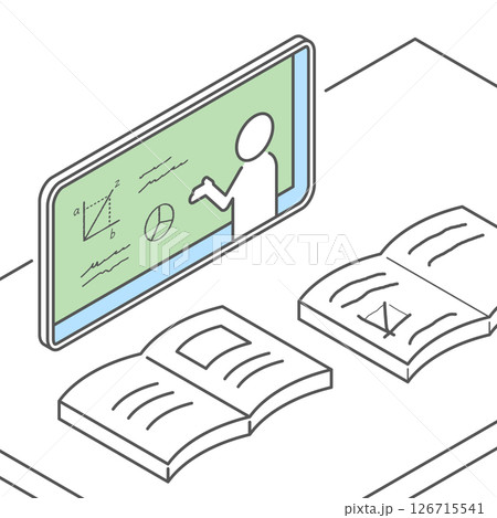 オンライン教育（通信教育）_アイソメトリックのイラスト 126715541