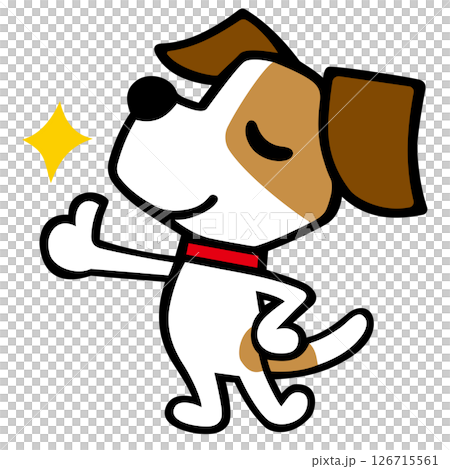 ジャックラッセルテリア犬キャラクター ドヤ顔でいいねポーズ ジャックラッセルテリア犬キャラクター ドヤ顔でいいねポーズ 126715561