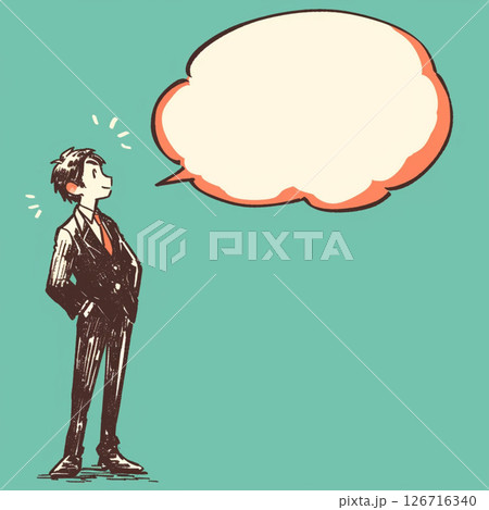 【フキダシ】スーツの男性と吹き出し 126716340