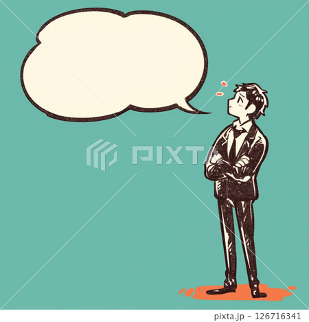 【フキダシ】スーツの男性と吹き出し 126716341
