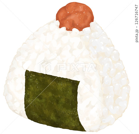 リアルな梅干し入り海苔おにぎりのイラスト 126716747