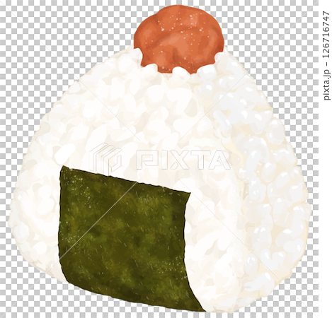 Realistic illustration of seaweed rice ball with pickled plum 126716747