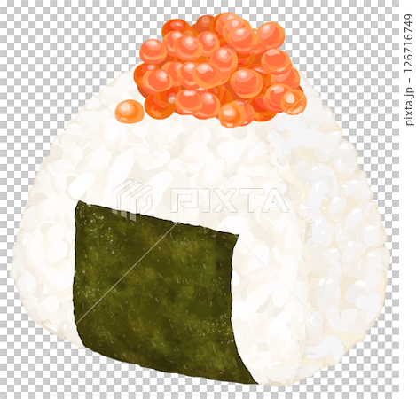 Realistic illustration of rice ball with salmon roe 126716749