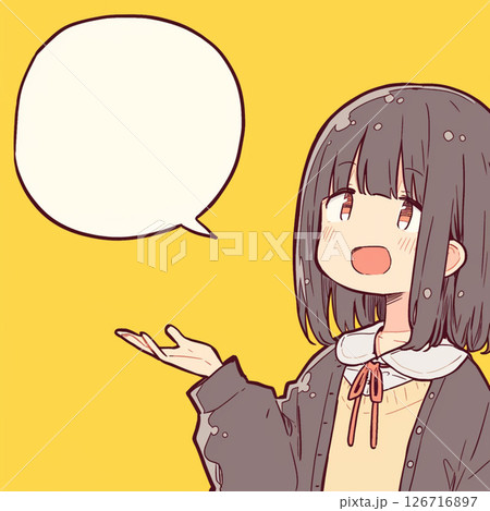 【フキダシ】説明をする学校の制服の女の子と吹き出し 126716897