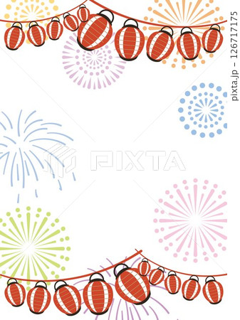 花火　提灯のある背景イラスト　 126717175