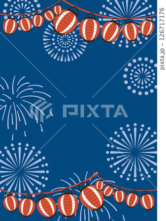 花火 提灯のある背景イラスト 花火 提灯のある背景イラスト 126717176