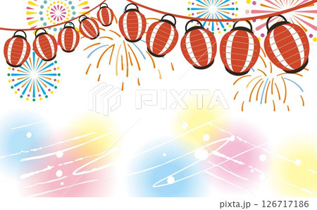 花火　提灯のある背景イラスト　 126717186