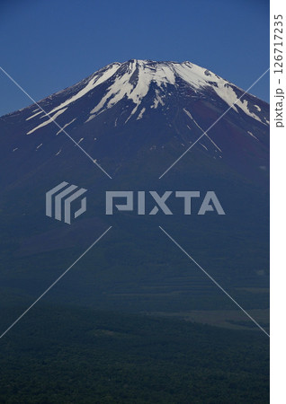 丹沢の鉄砲木ノ頭（明神山）山頂より望む残雪の富士山 126717235