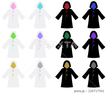 魔法使い風のローブ 白と黒12パターンセット 魔法使い風のローブ 白と黒12パターンセット 126717301