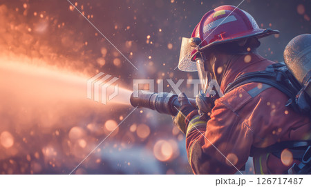 Firefighter extinguishes blaze during sunset shift Firefighter extinguishes blaze during sunset shift 126717487