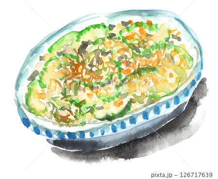 水彩で描いたゴーヤーチャンプルー25529pix7 126717639