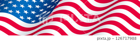 USA waving flag background, United States flag banner 126717988