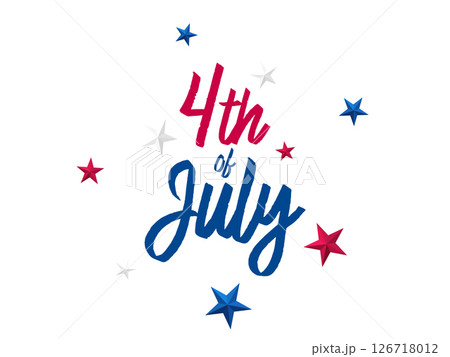 4th of July text, Fourth July typography lettering isolated 126718012